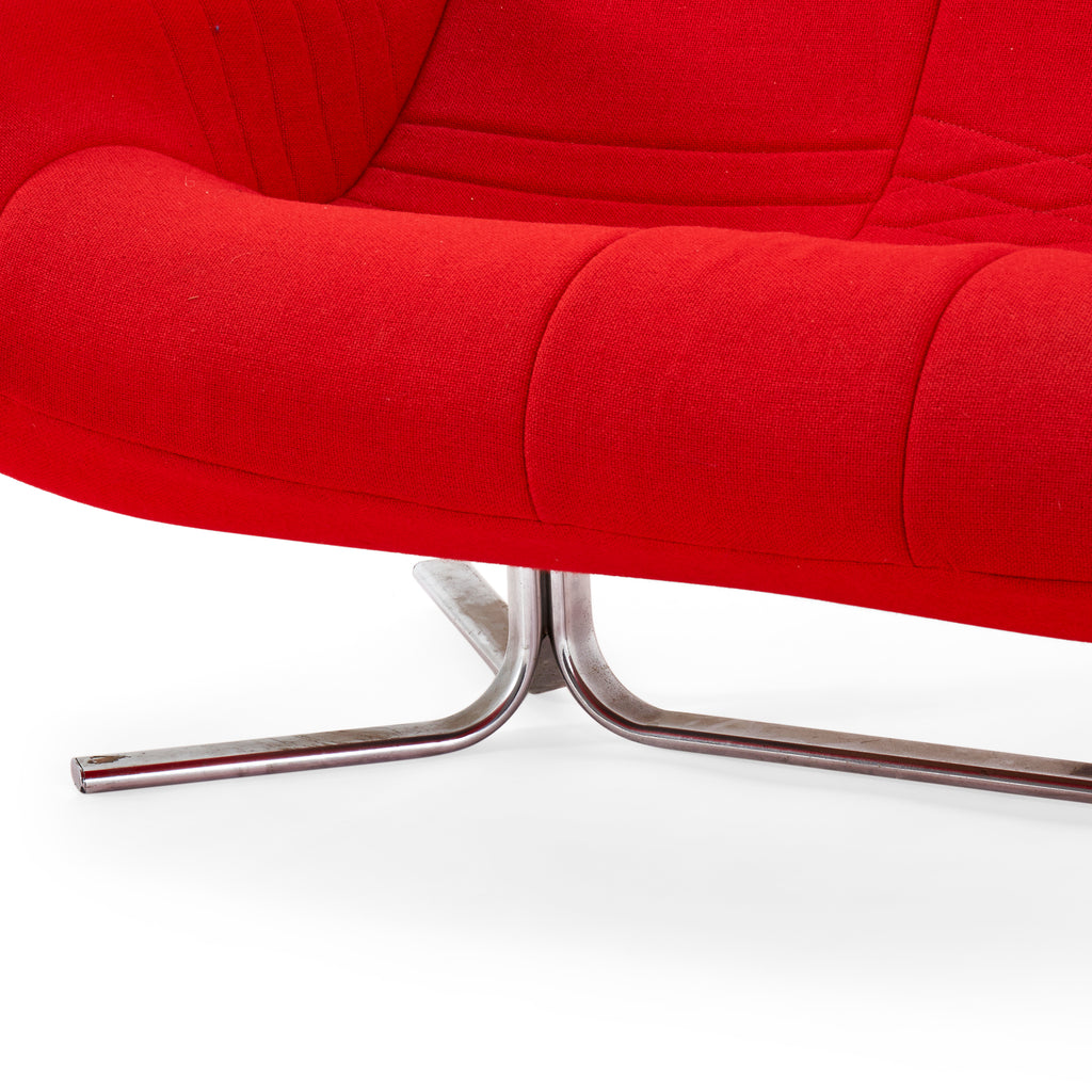 Red Fabric Plastica Loveseat