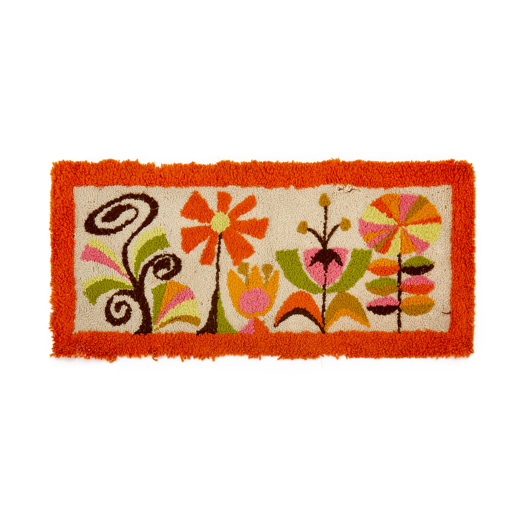 Orange Groovy Flower Rug