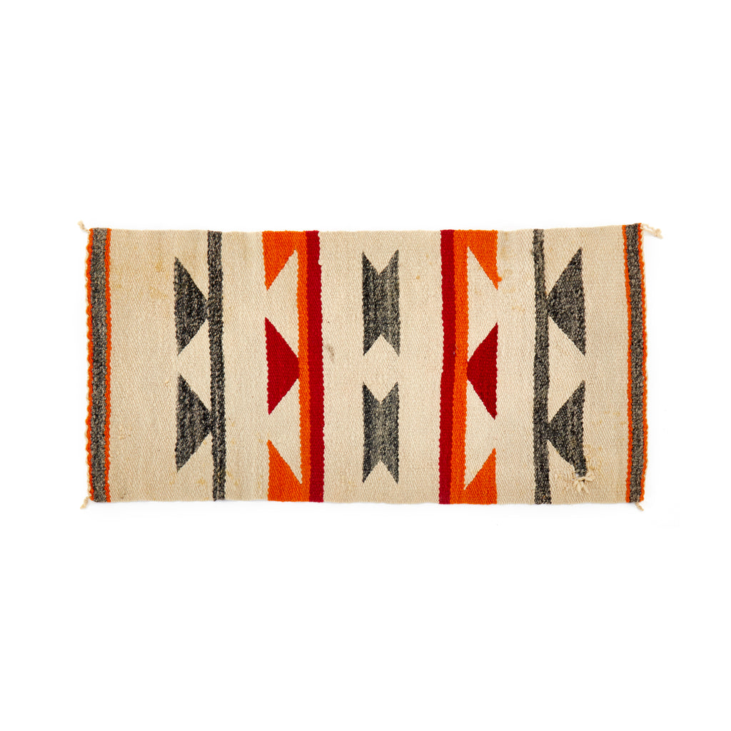 White & Red Aztec Patterned Rug