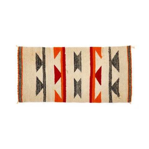 White & Red Aztec Patterned Rug