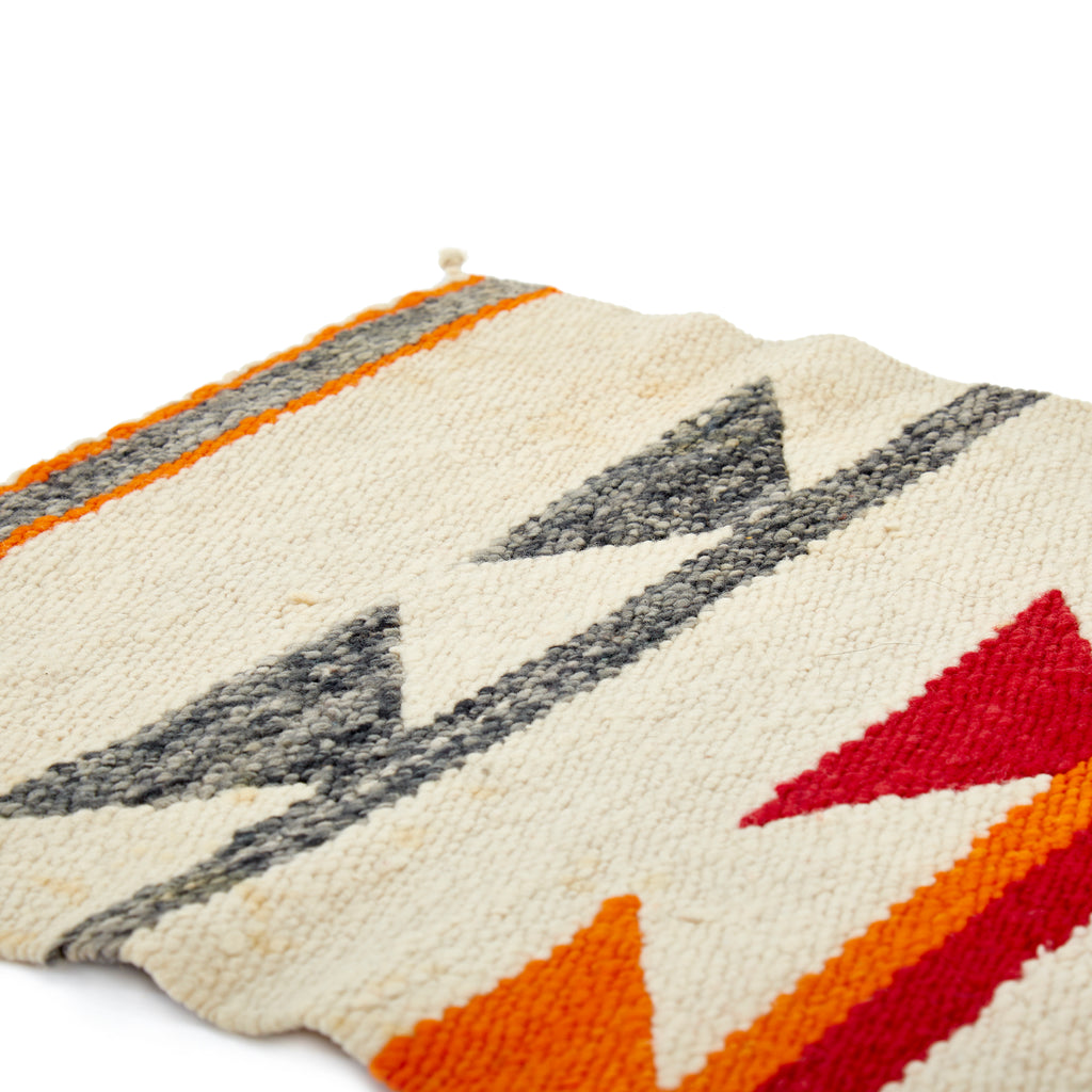 White & Red Aztec Patterned Rug