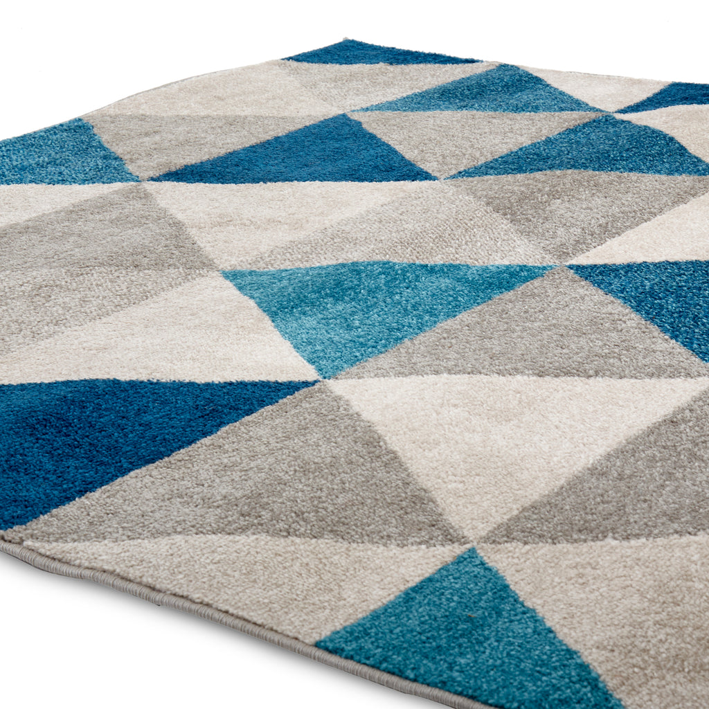 Blue & Grey Triangle Pattern Rug