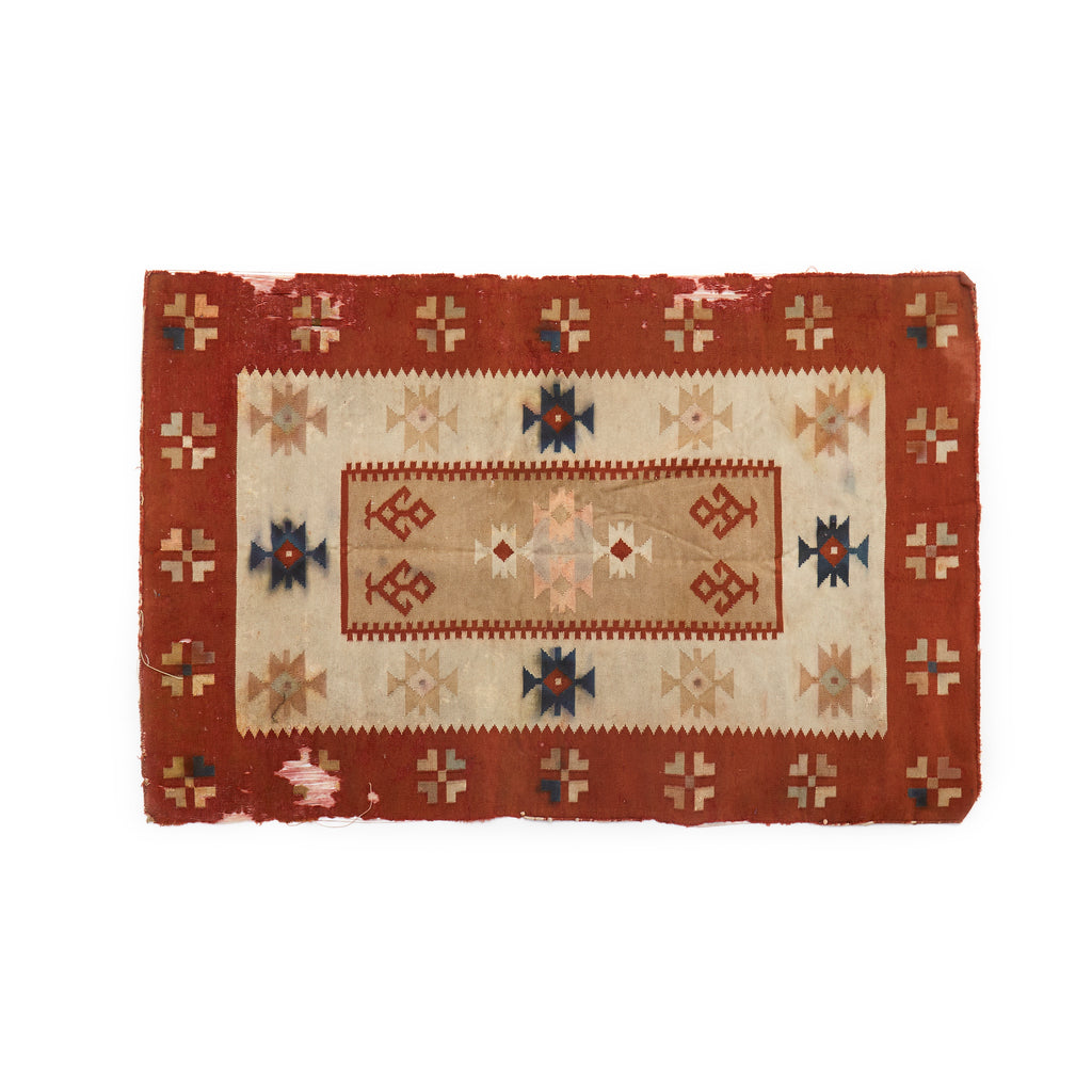 Distressed Red & Cream Kilim Rug