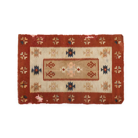 Distressed Red & Cream Kilim Rug