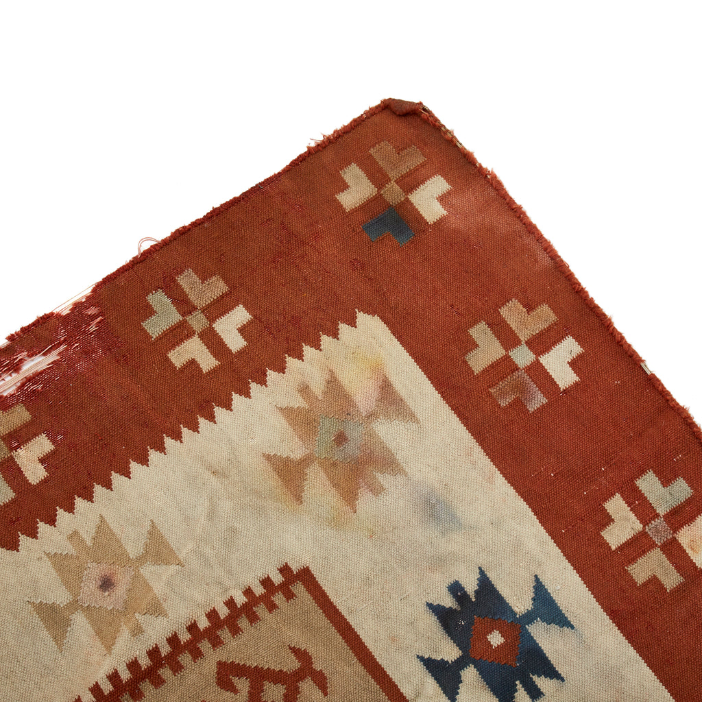 Distressed Red & Cream Kilim Rug