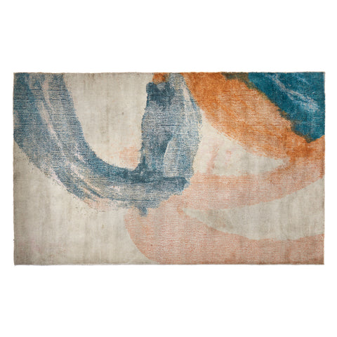 Blue & Orange Abstract Swirl Rug