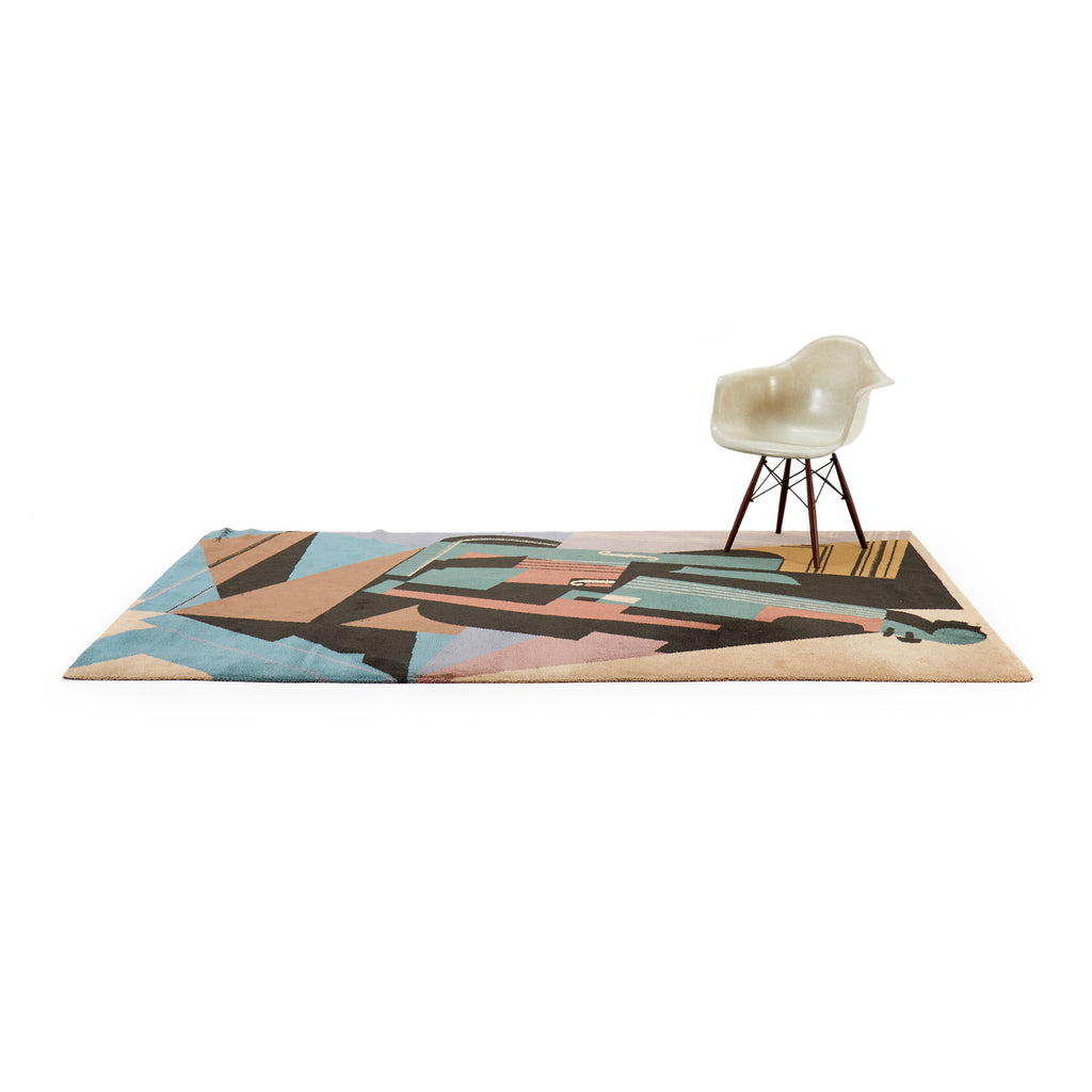 Blue Cubist Violin Rug