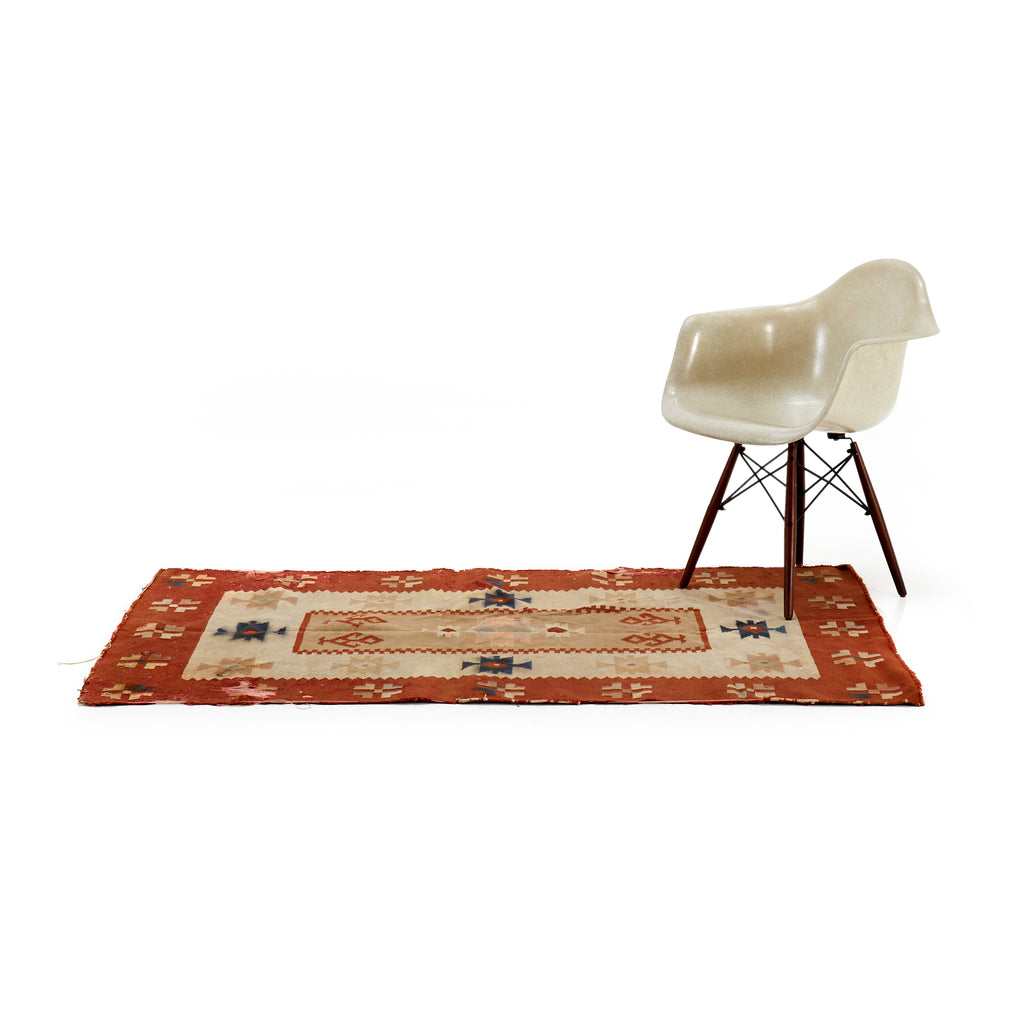 Distressed Red & Cream Kilim Rug