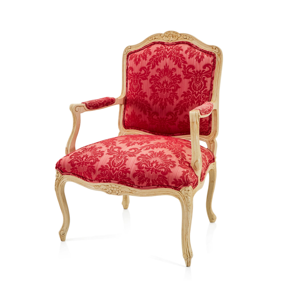 Pink Brocade Fabric Ornate Armchair