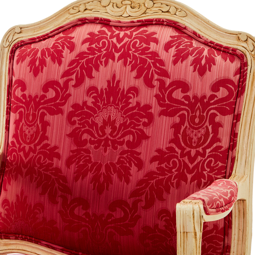 Pink Brocade Fabric Ornate Armchair