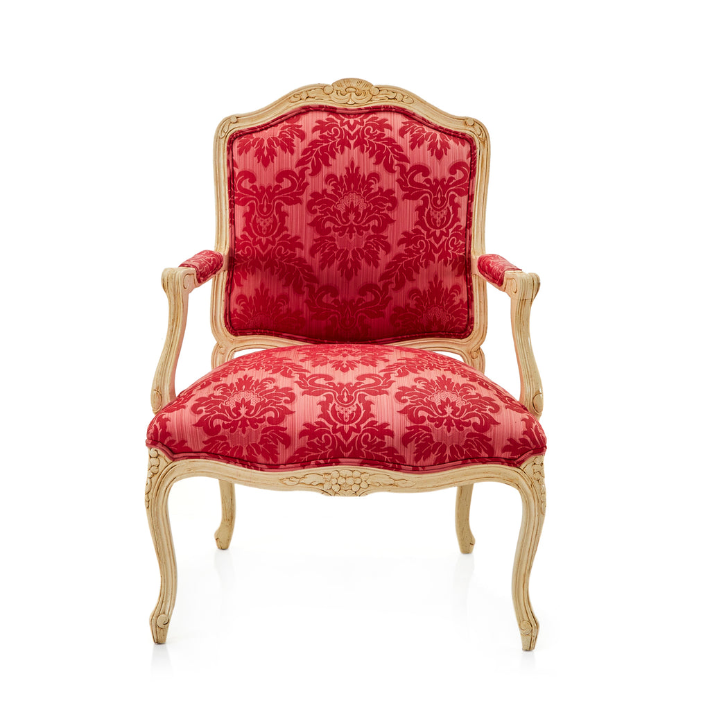 Pink Brocade Fabric Ornate Armchair