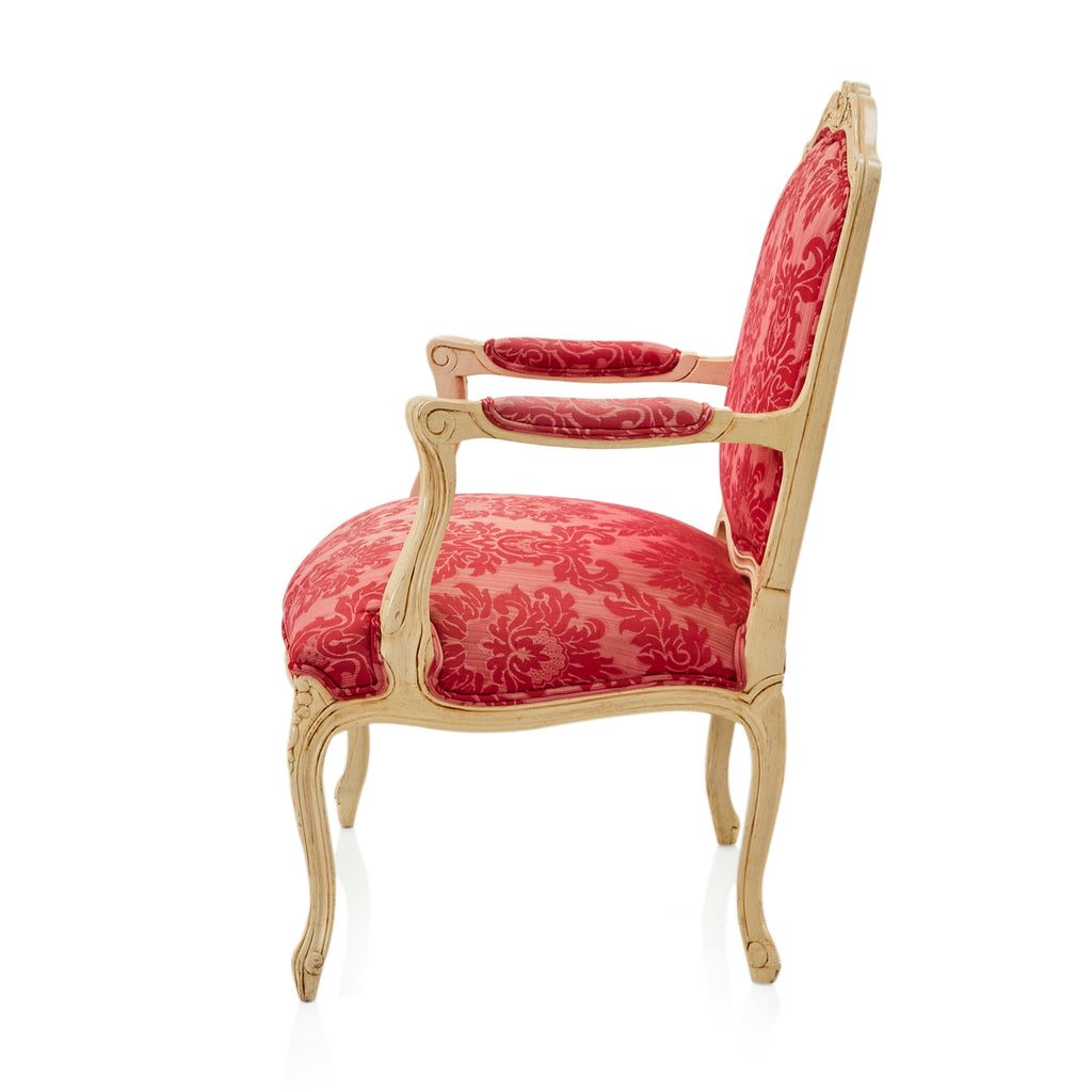 Pink Brocade Fabric Ornate Armchair