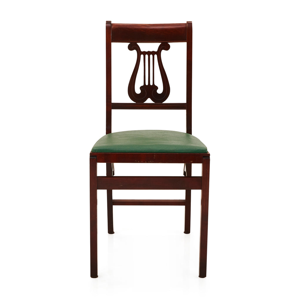 Green & Wood Lyre Card Table and Chairs