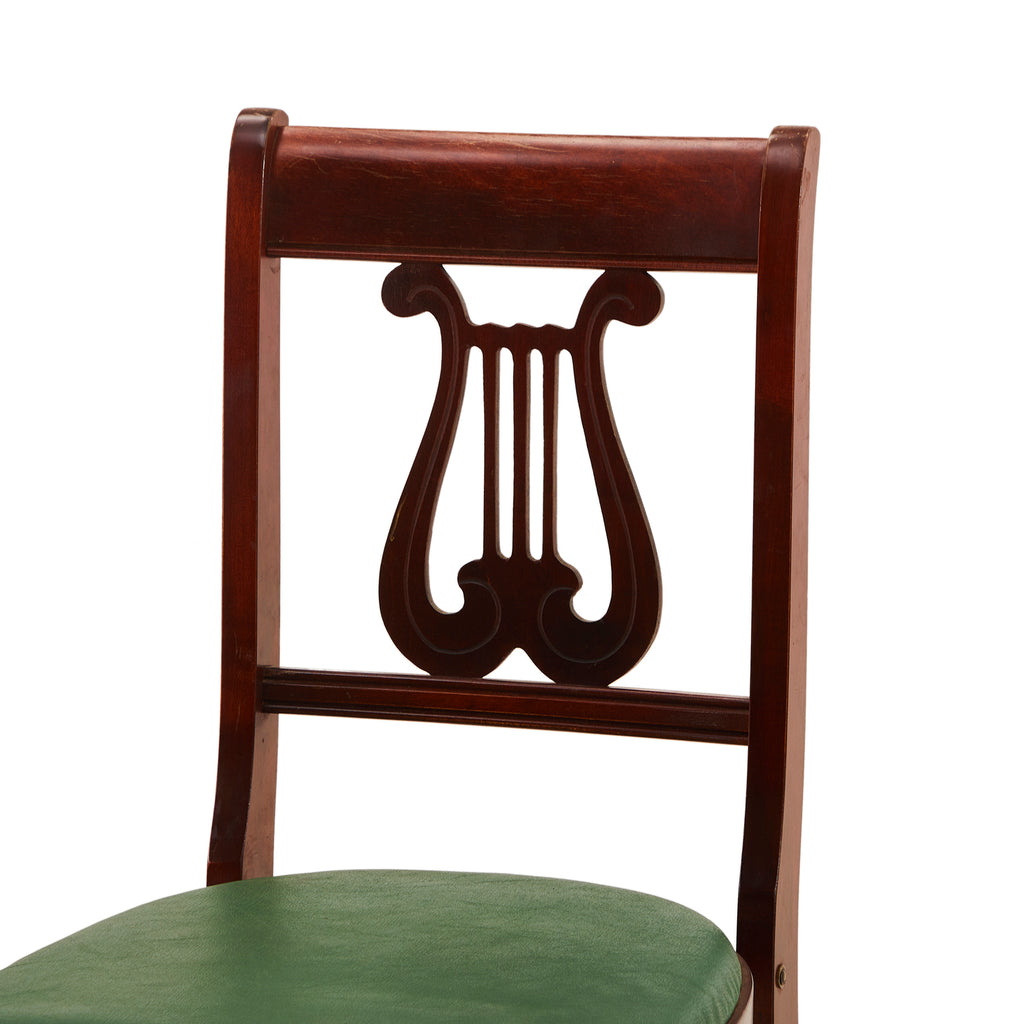 Green & Wood Lyre Card Table and Chairs