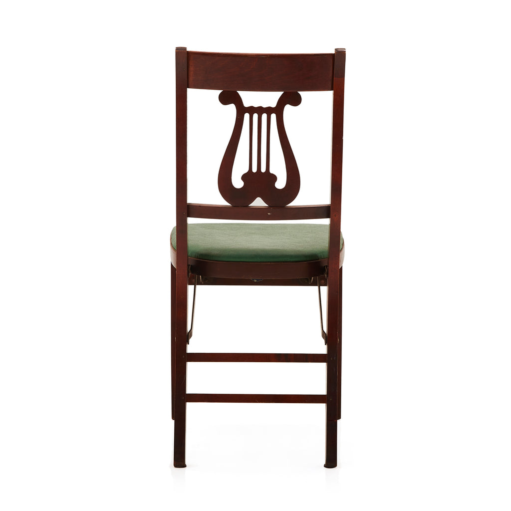 Green & Wood Lyre Card Table and Chairs