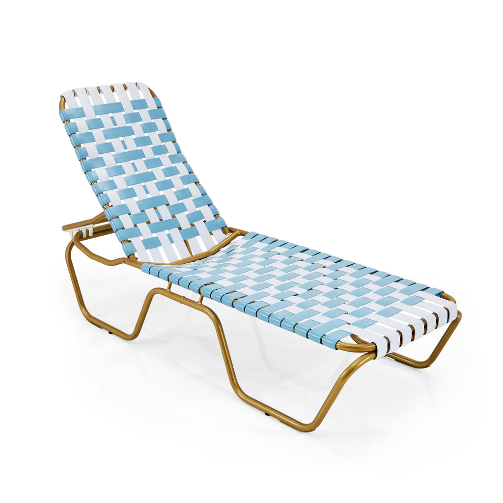 Blue & White with Gold Outdoor Chaise Lounge