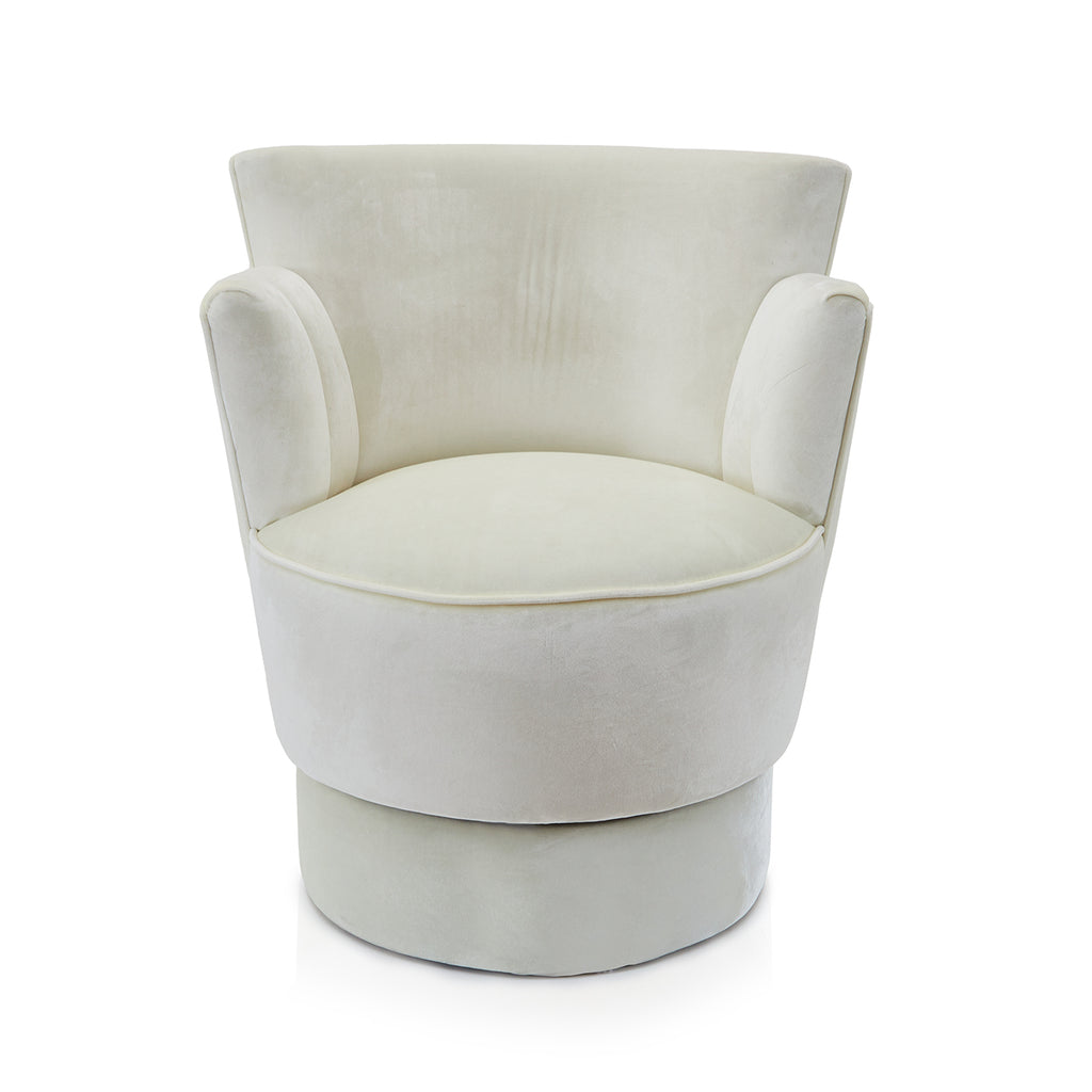 White Velvet Swivel Chair