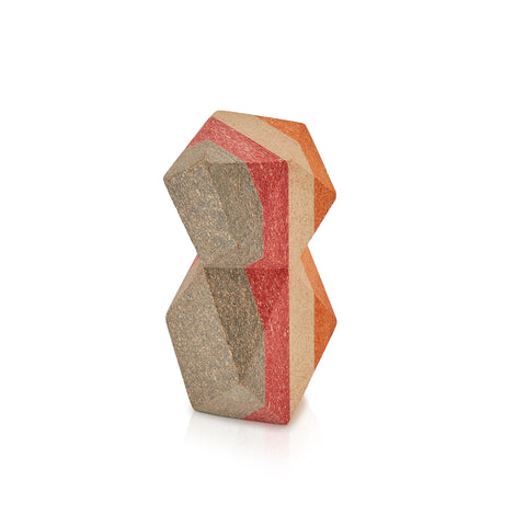 Red and Orange Striped Wood Polyhedron - Tall (A+D)