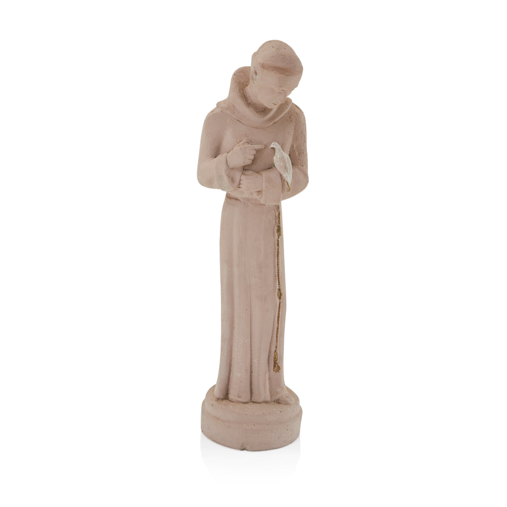 Tan Tabletop Statue of Monk with Dove