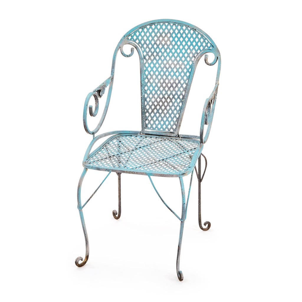 Blue Metal Rustic Outdoor Armchair