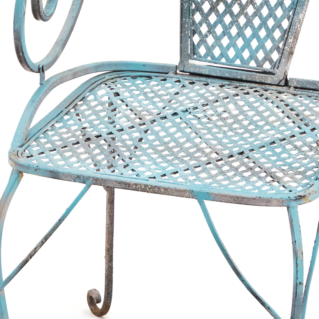 Blue Metal Rustic Outdoor Armchair