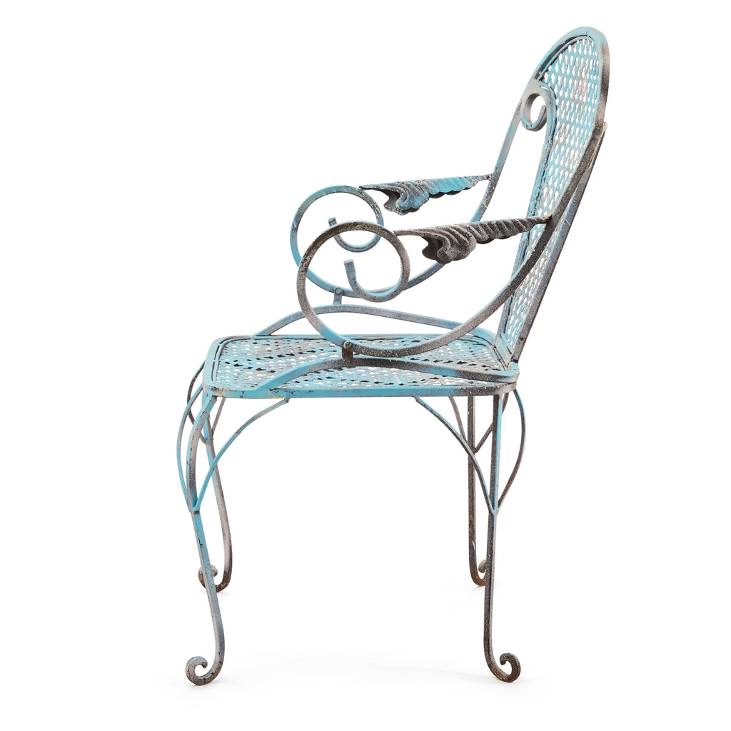 Blue Metal Rustic Outdoor Armchair