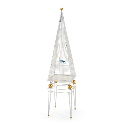 Tall White Pyramid Birdcage