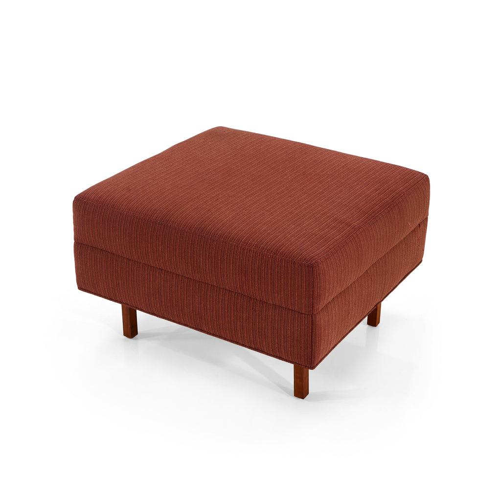 Red-Brown Striped Fabric Ottoman