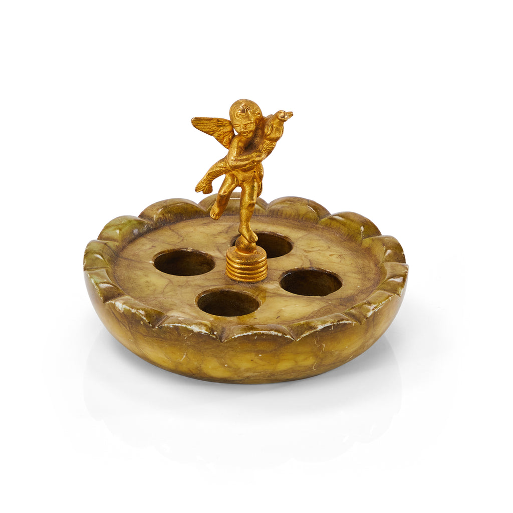 Gold Cherub Inkwell