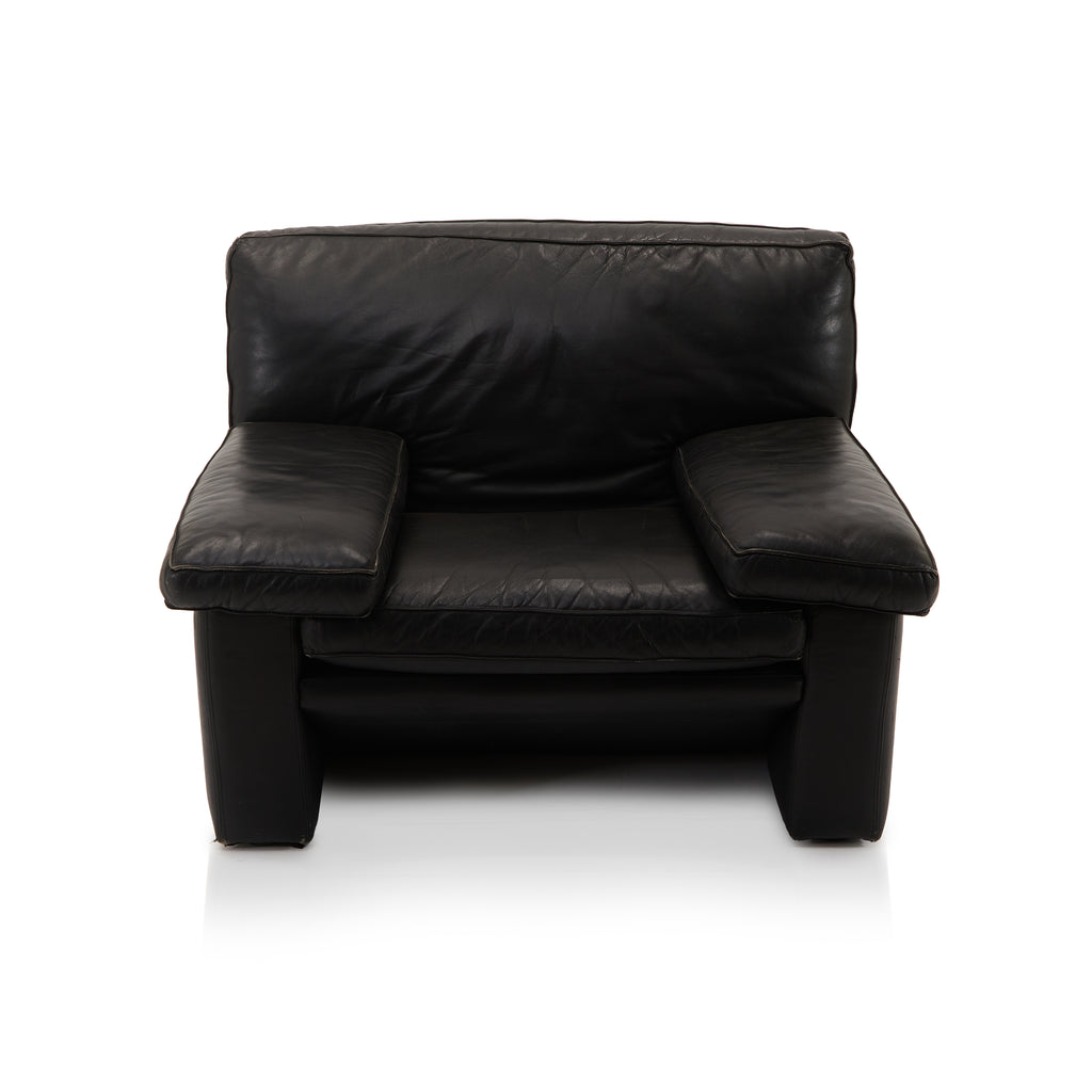 Black Leather Extra Wide Armchair