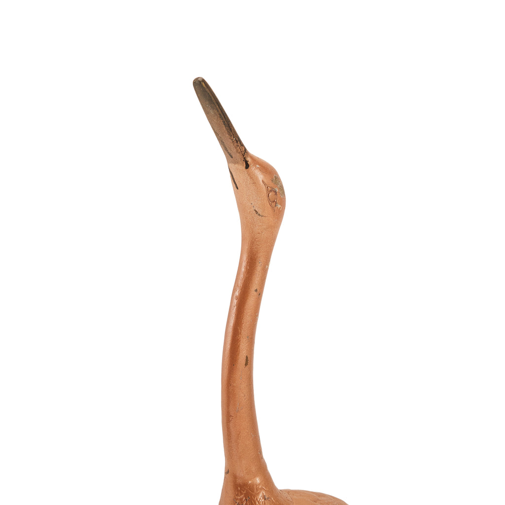 Brown Reaching Crane Sculpture