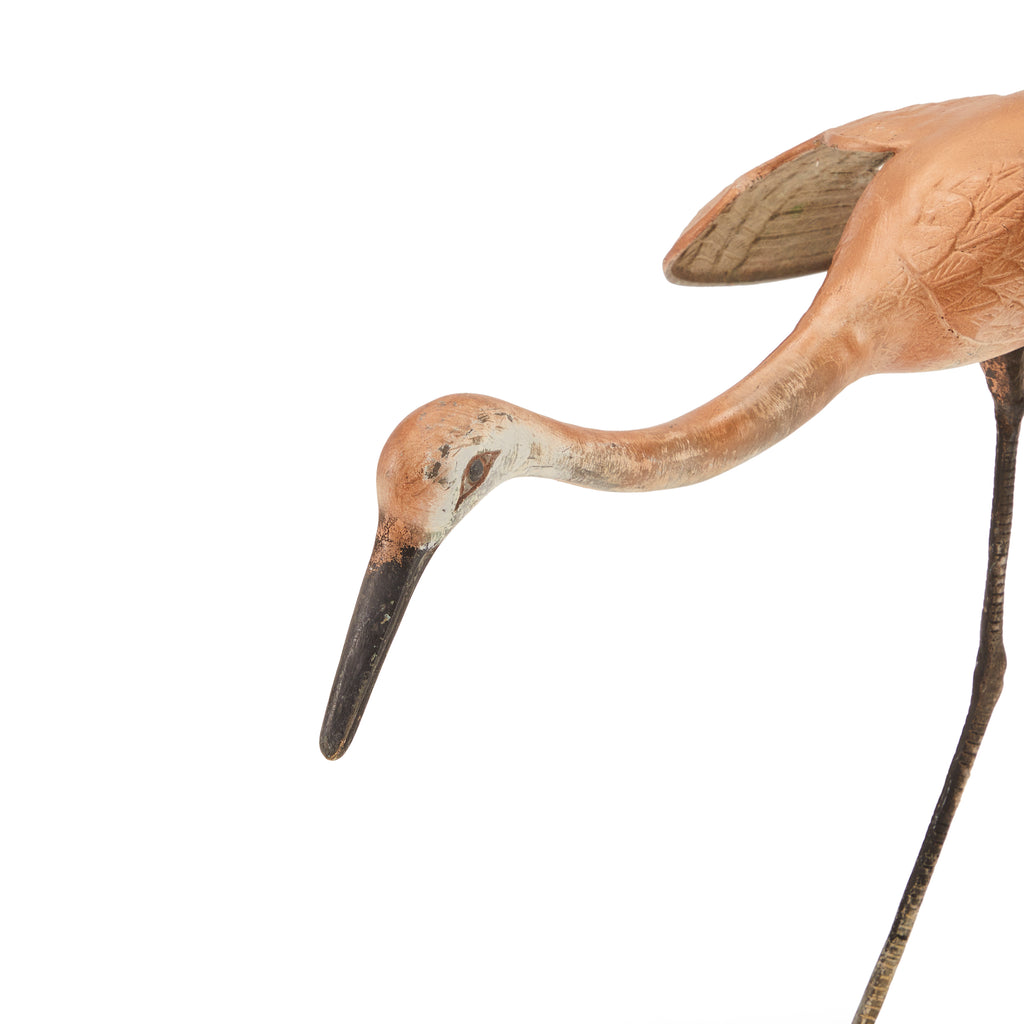 Brown Bending Crane Sculpture