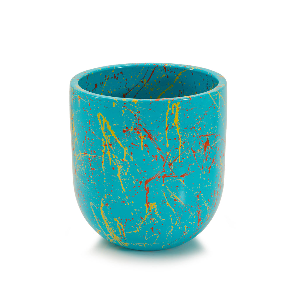 Blue Paint Splatter Planter Pot