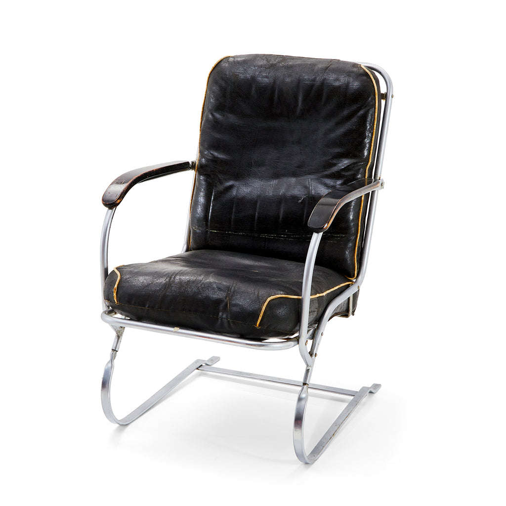 Black & Chrome Distressed Lounge Chair