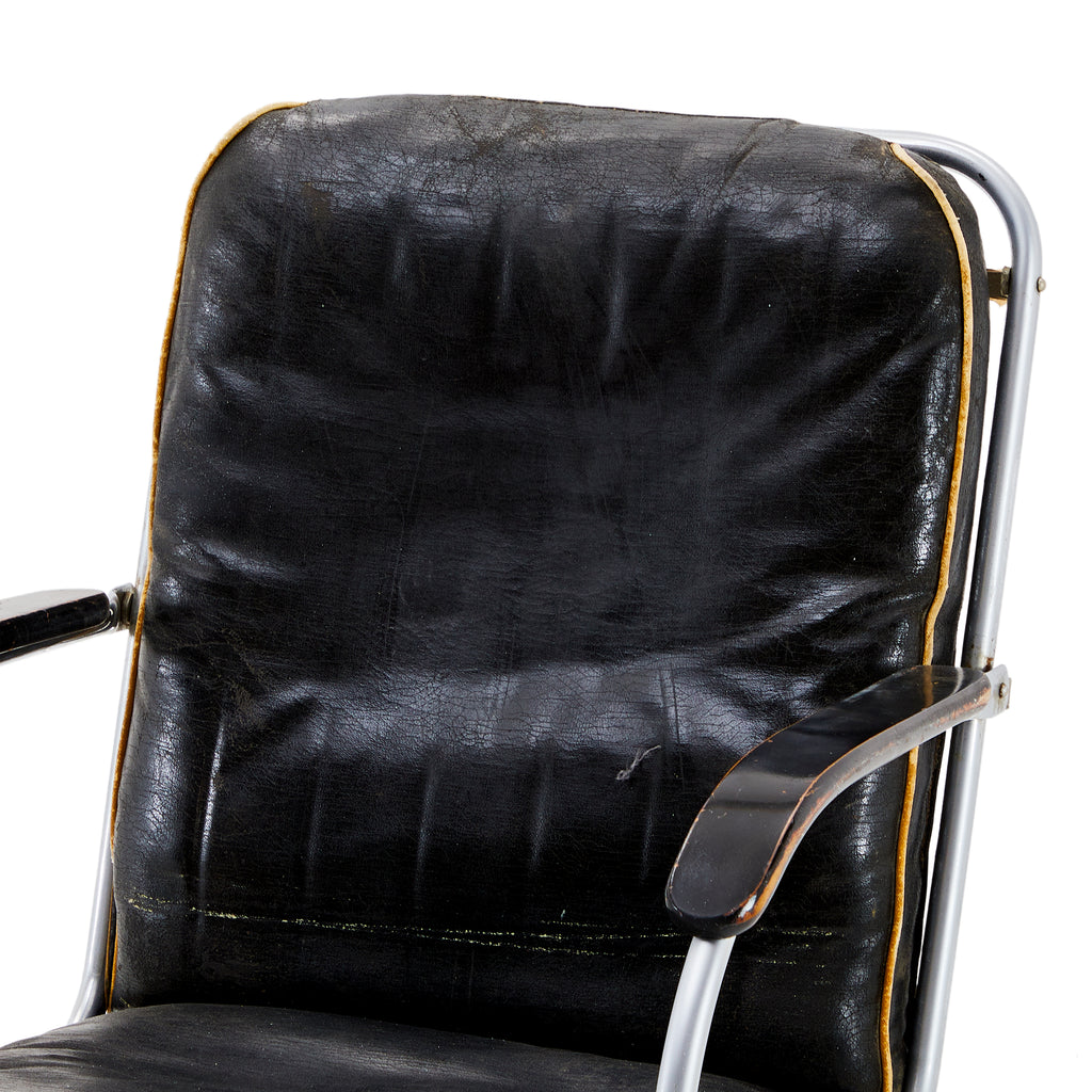 Black & Chrome Distressed Lounge Chair