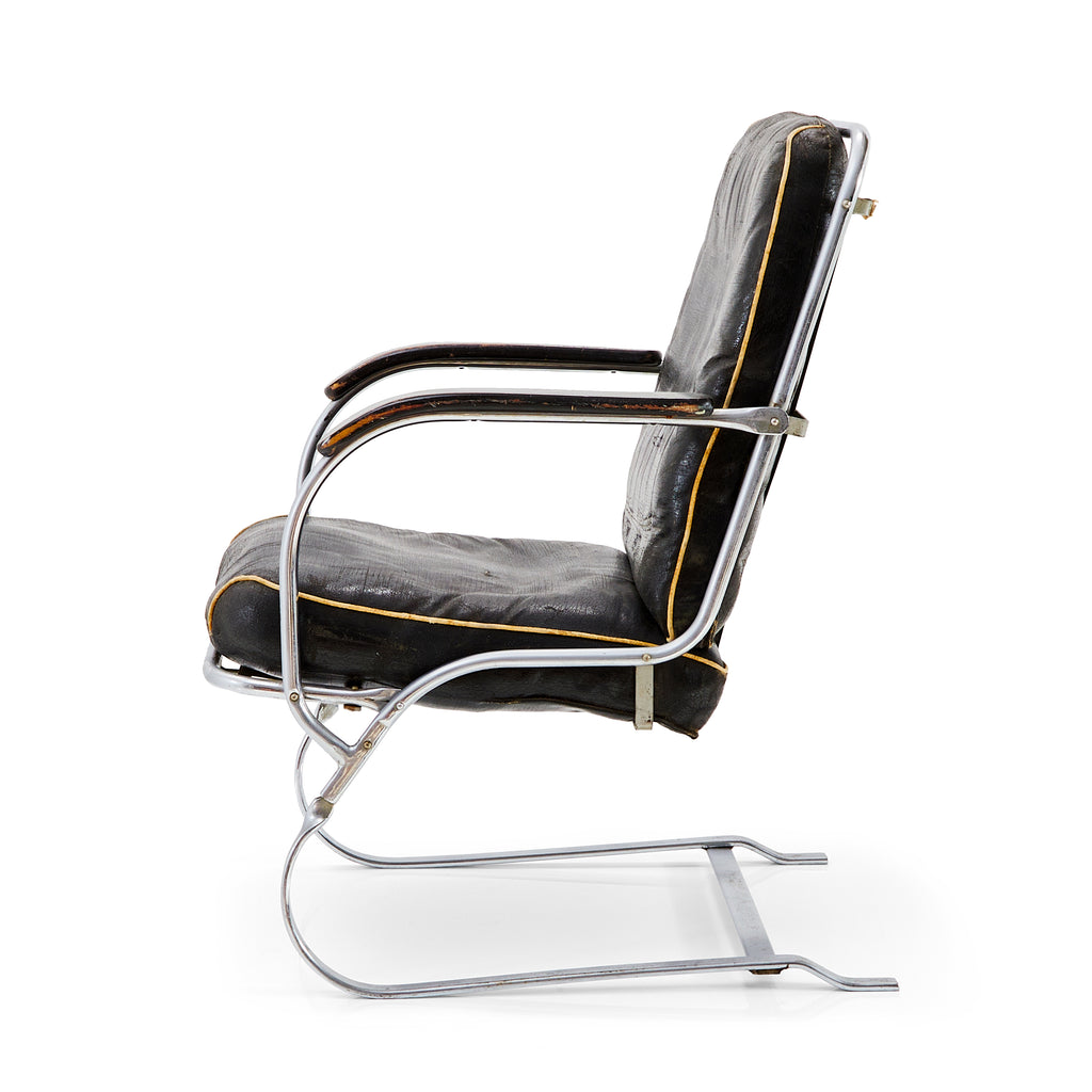 Black & Chrome Distressed Lounge Chair