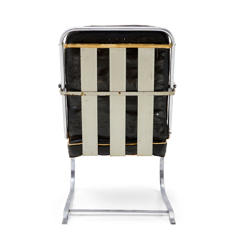 Black & Chrome Distressed Lounge Chair