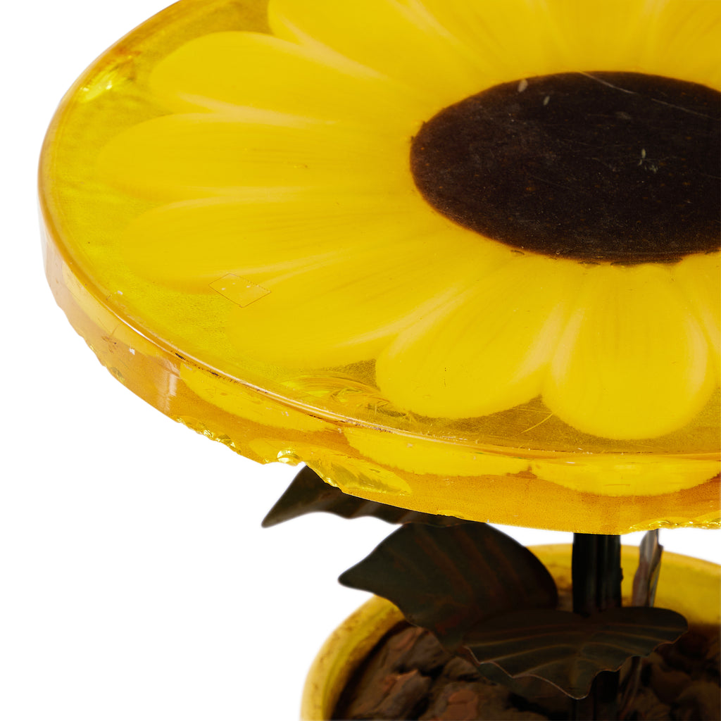 Yellow Faux Flower Pot End Table Ceramic Pot