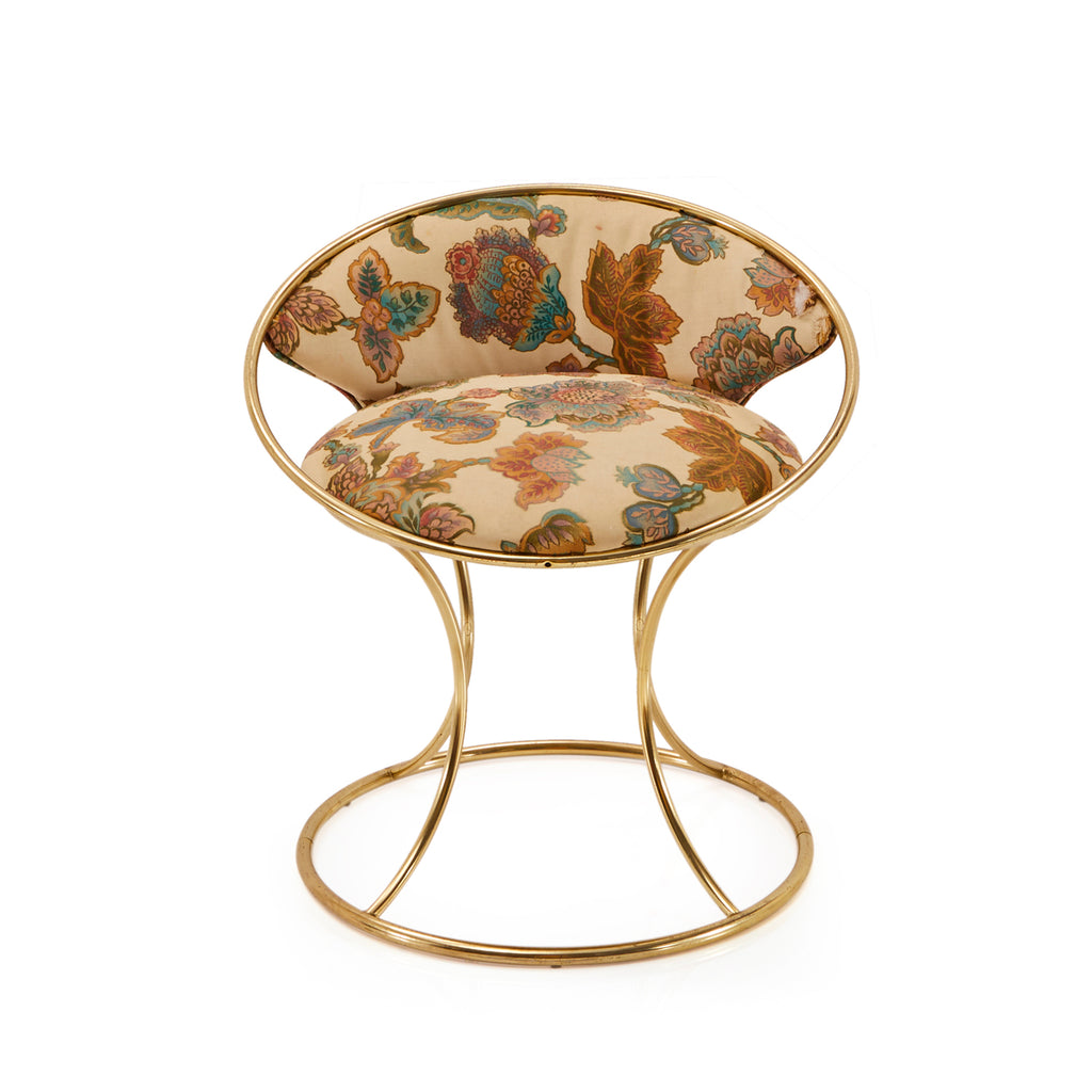 Gold & Tan Floral Vanity Chair