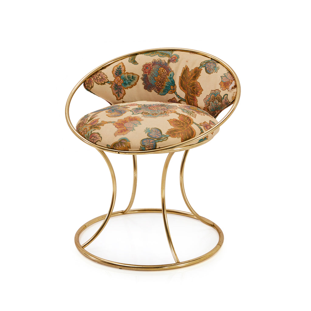 Gold & Tan Floral Vanity Chair
