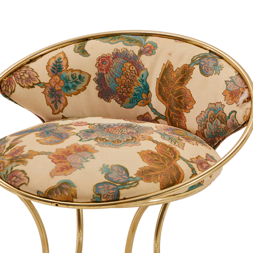 Gold & Tan Floral Vanity Chair