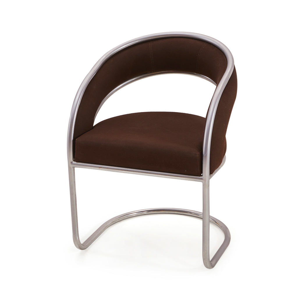 Brown & Chrome Dining Arm Chair