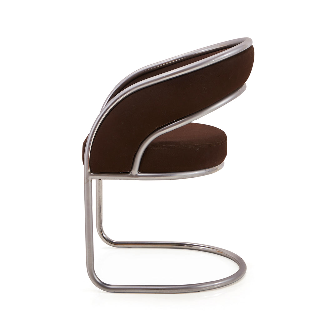 Brown & Chrome Dining Arm Chair