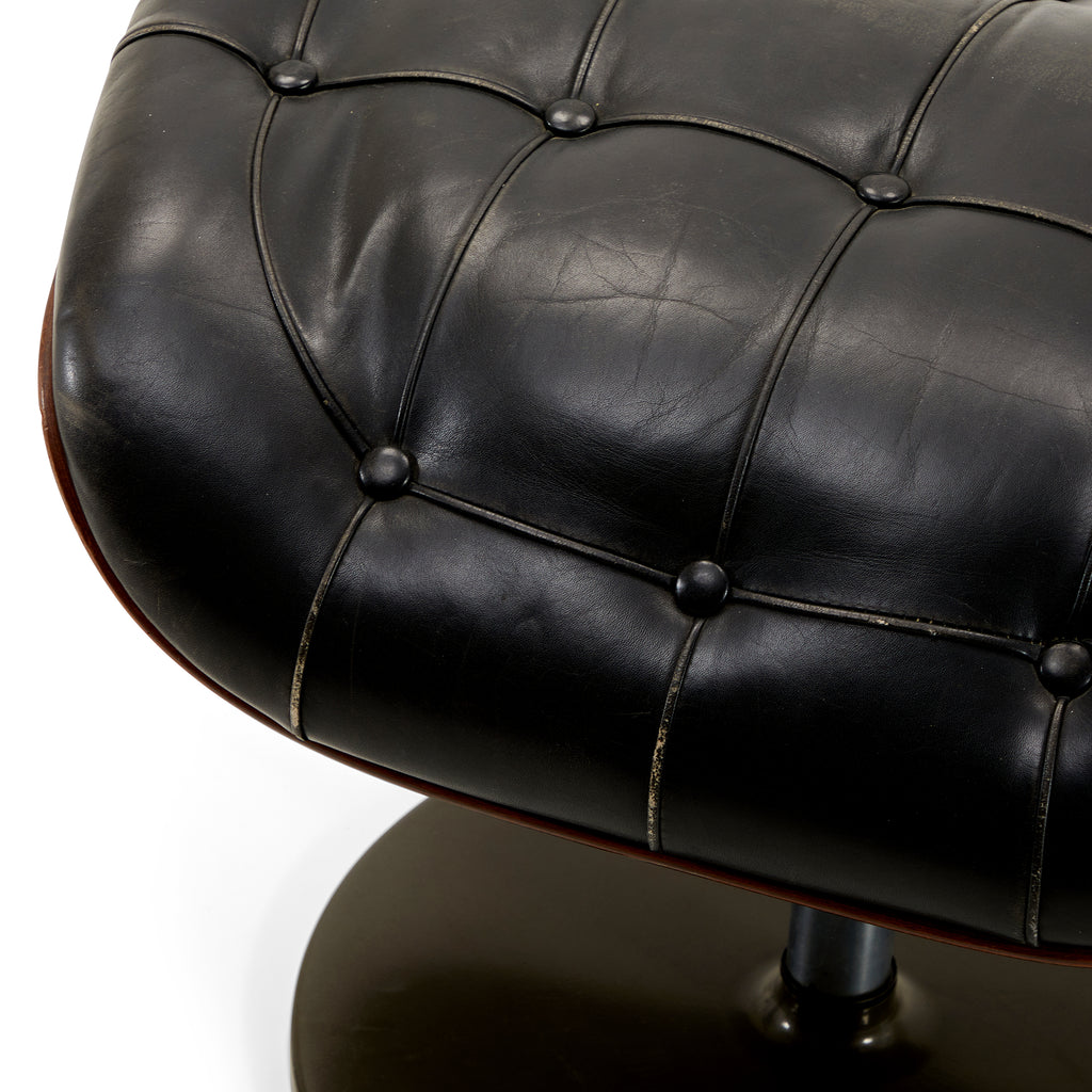 Black Burlwood Leather Ottoman