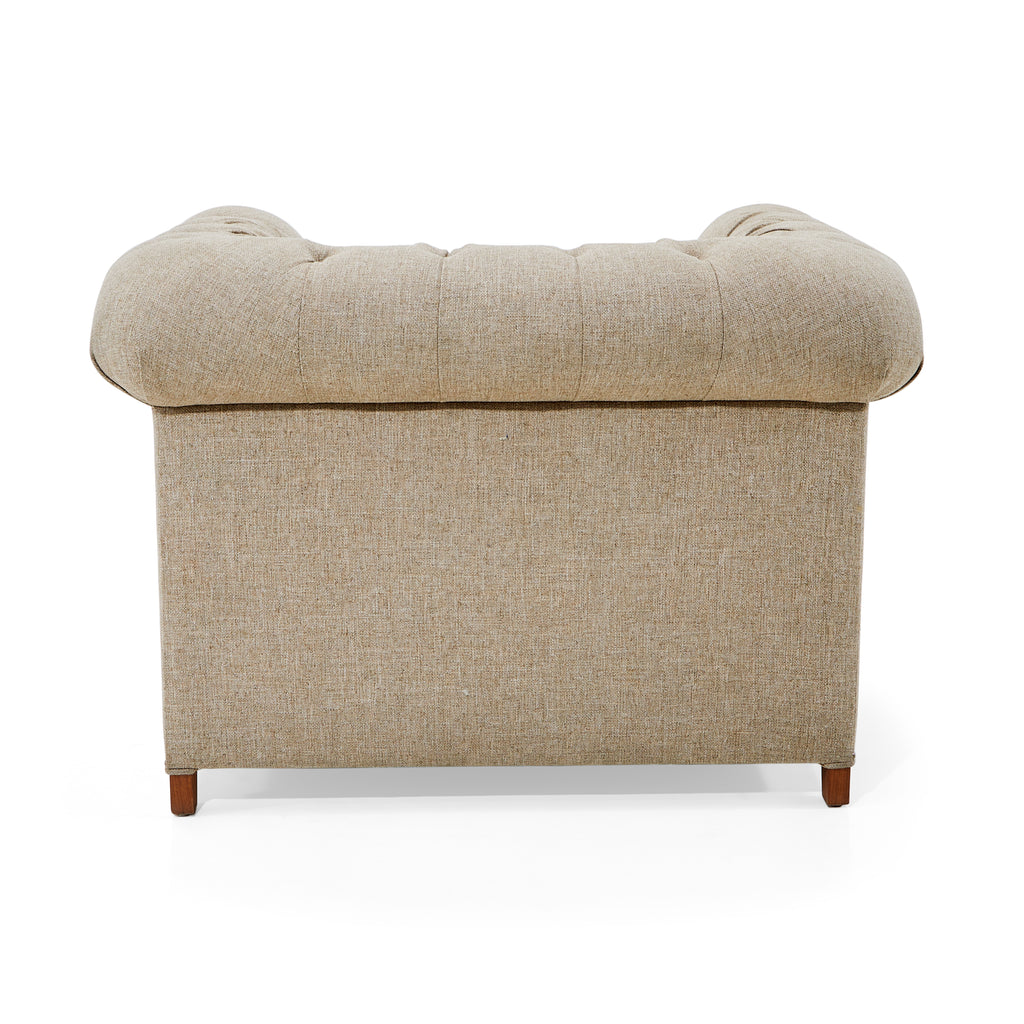 Grey Wheat Fabric Tufted Chesterfield Arm Chair