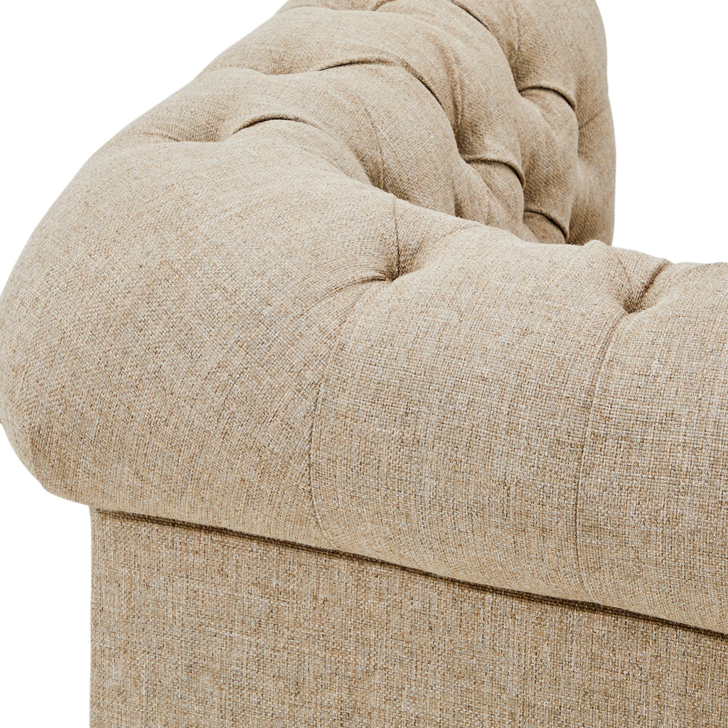 Grey Wheat Fabric Tufted Chesterfield Arm Chair
