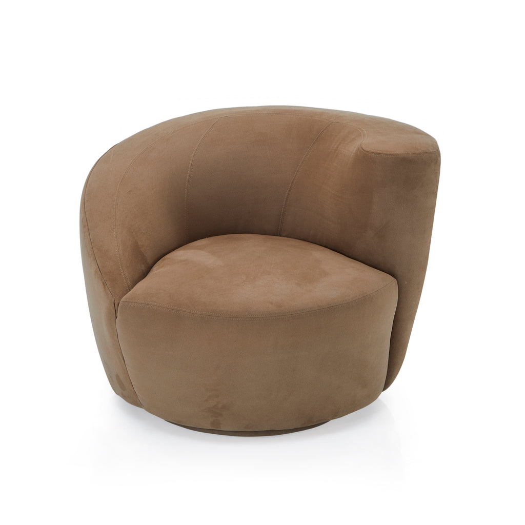 Brown Modern Suede Swirl Lounge Chair - Left