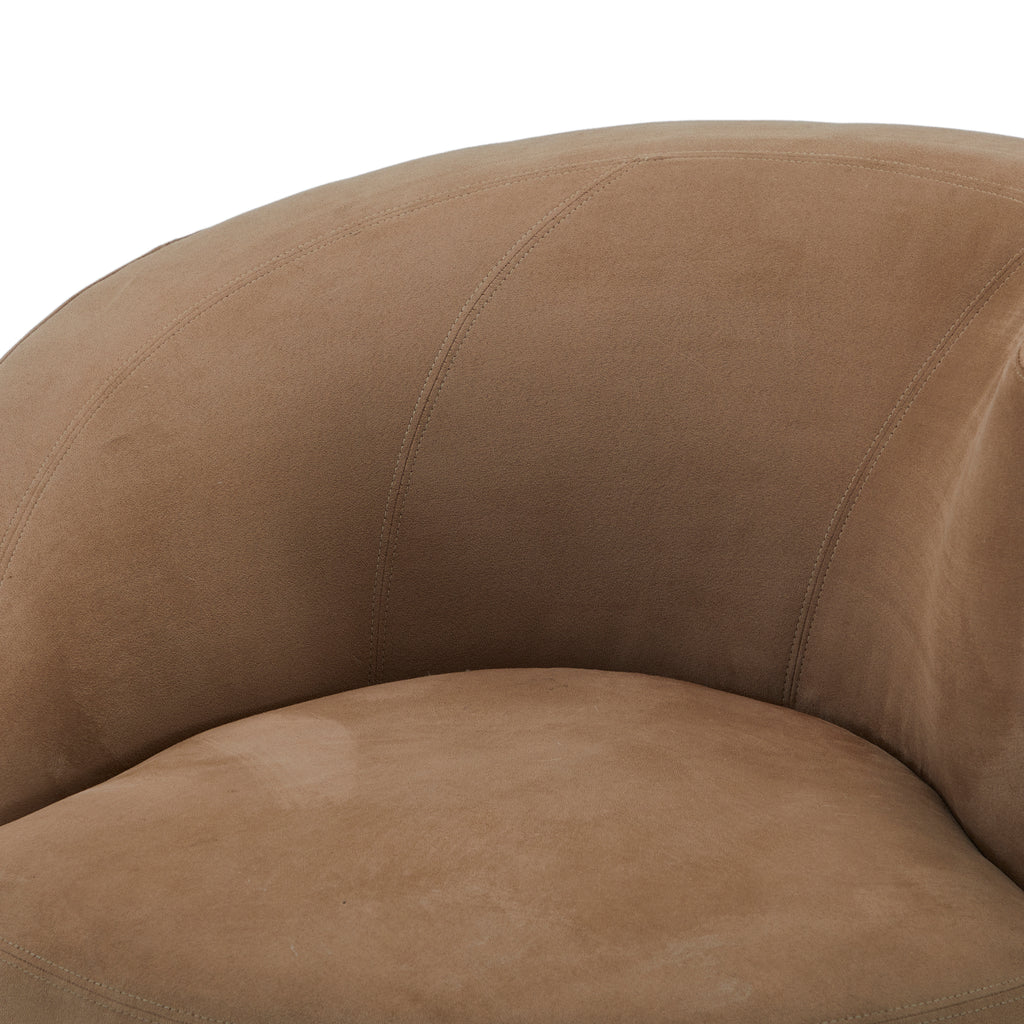 Brown Modern Suede Swirl Lounge Chair - Left