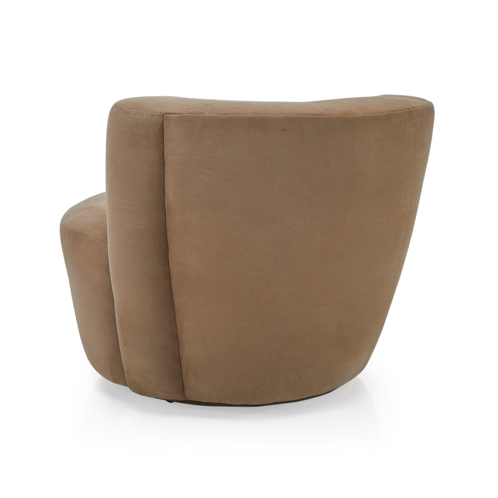 Brown Modern Suede Swirl Lounge Chair - Left