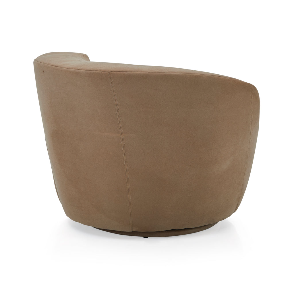 Brown Modern Suede Swirl Lounge Chair - Left